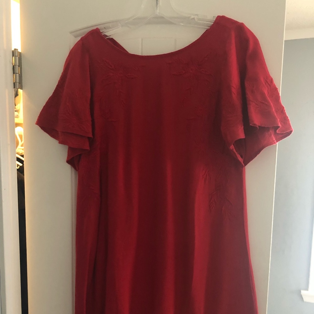 LOFT red embroidered dress size small